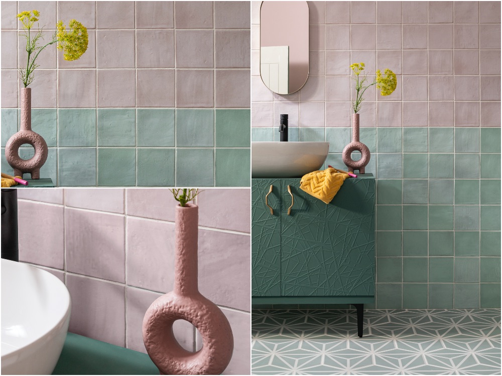 3 Retro Bathroom Style Ideas   Pink And Mint Bathroom Tiles 